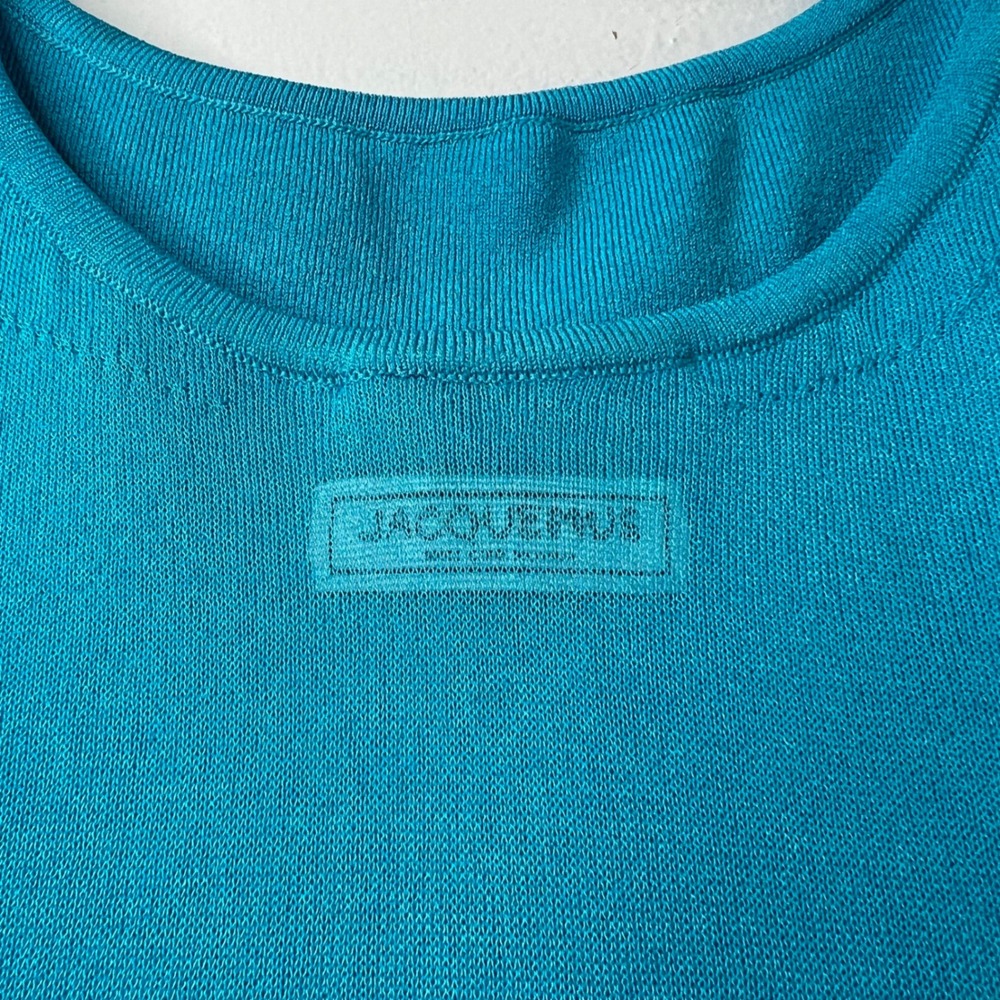NWT Jacquemus La Robe Maille Roupao Sheer Mini Dress Knit Turquoise Blue Size 34 - Picture 10 of 16